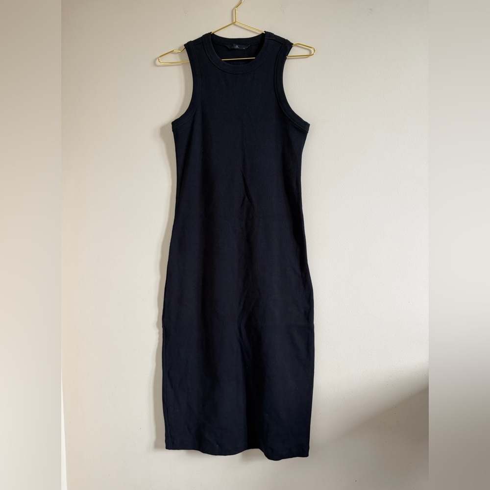 Black Sleeveless Midi Tank Dress by Black